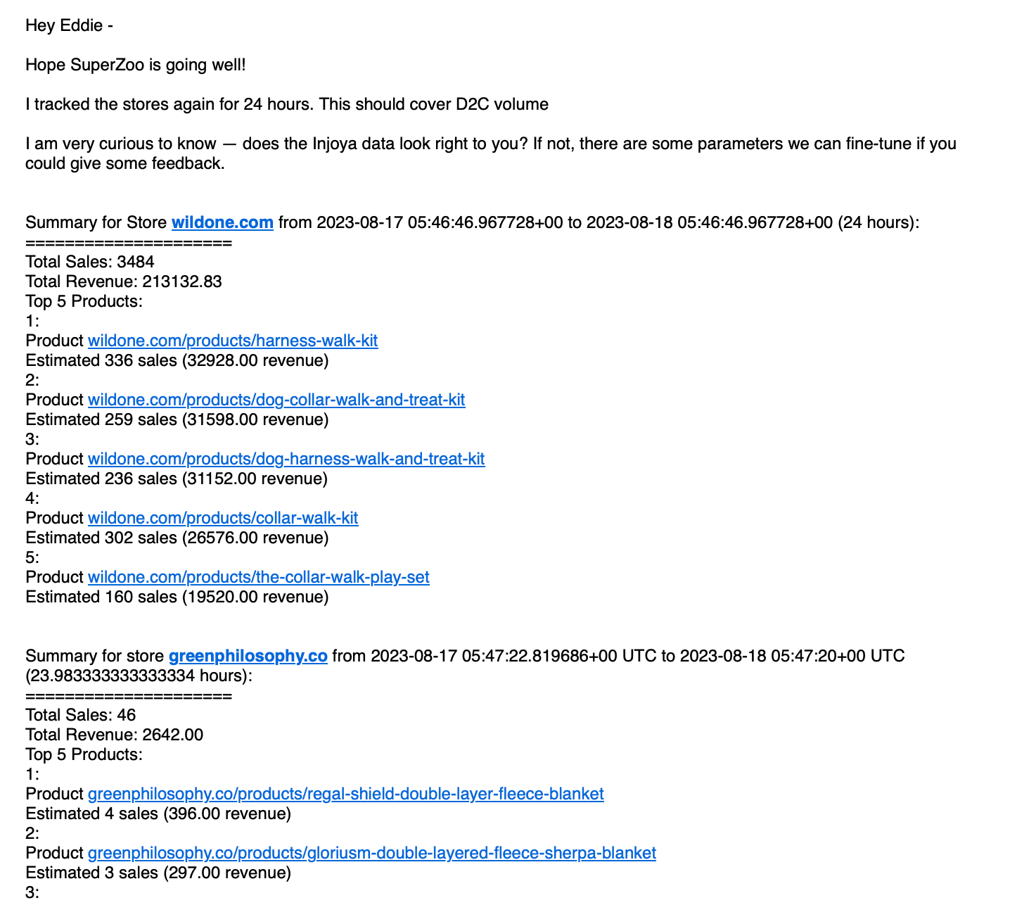 email report example